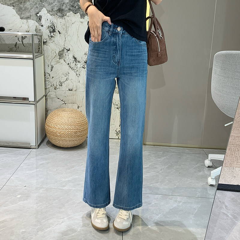 敲显瘦！双版本四面弹微喇牛仔裤女春夏小个子垂感显瘦直筒阔腿裤