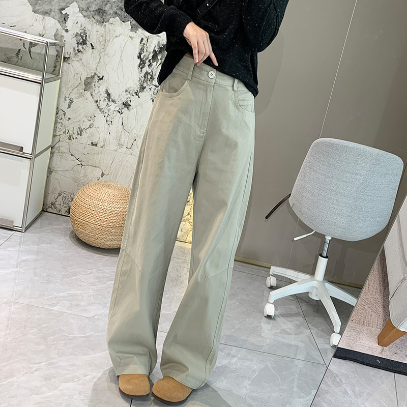 秋季水洗棉高腰显瘦弯刀阔腿裤女图片