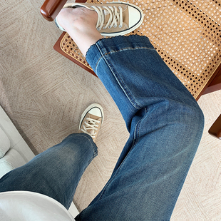 九分奶奶裤 清仓特价 女花边宽松显瘦窄版 高腰直筒牛仔裤 万向弹秋