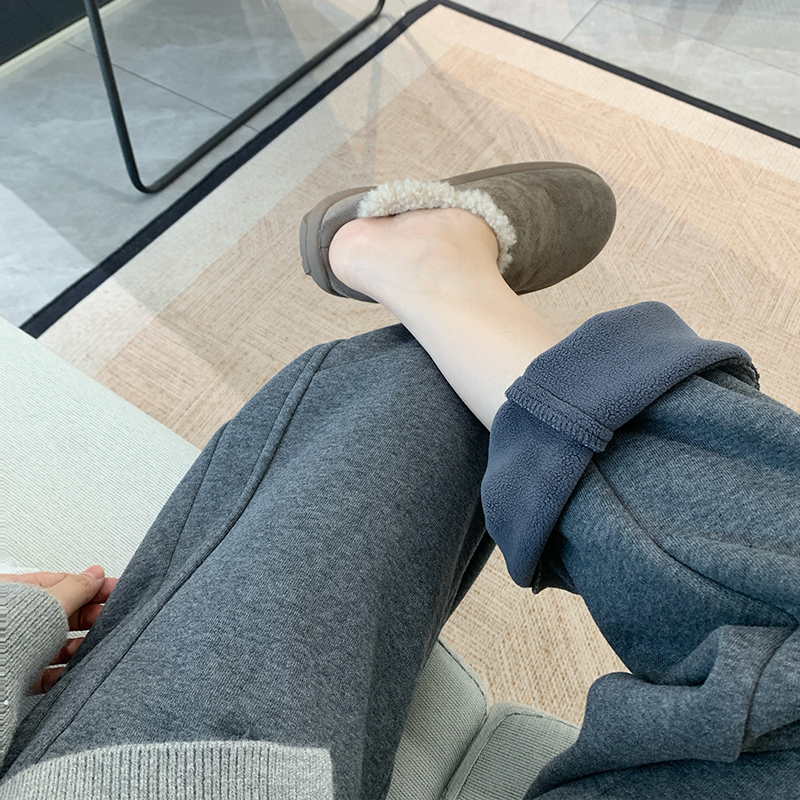 保暖神裤加厚摇粒绒立体裁直筒休闲裤女冬季加绒显瘦阔腿垂感长裤