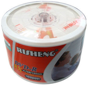 日胜/RISHENG 8X DVD-R 50片简装 刻录盘 空白DVD光盘 刻录光盘