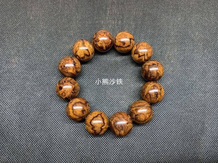 收藏级【小熊沙铁】【一物一拍】美国沙漠铁木手串20瘤疤料满瘤疤