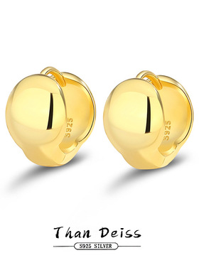 跨境爆款S925银镜面半球形耳环女小众设计耳圈高级感欧美耳饰