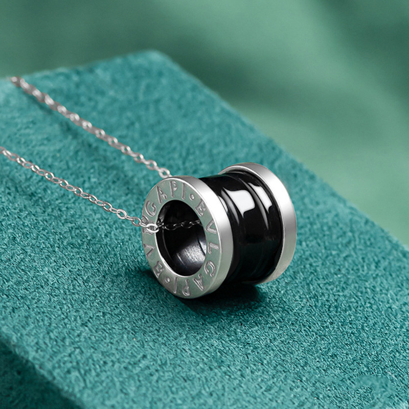 天然A货翡翠墨翠S925银镶路路通吊坠玉石桶珠男女款玉坠