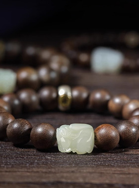 和田玉手串男女招财貔貅手链奇楠沉香手链属马年本命年珠子礼