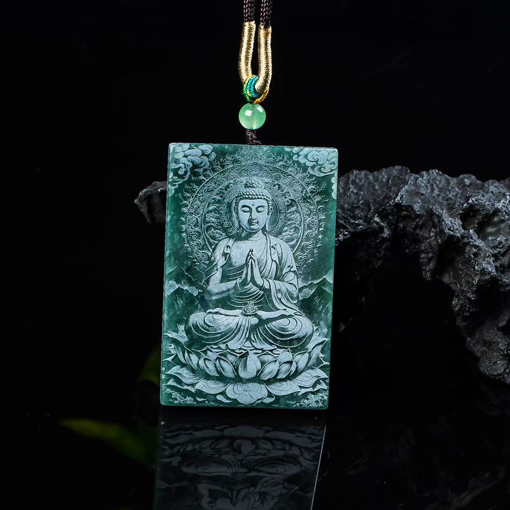 天然A货翡翠冰种蓝水玉坠冰种老玉石吊坠挂件玉佩玉器生肖猴