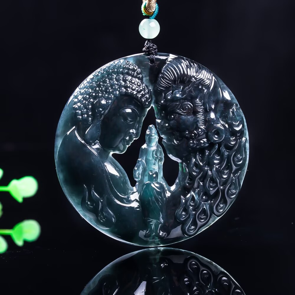 天然货翡翠玉石挂件男士女款一念之间悟道乌鸡冰种项链珠宝玉器