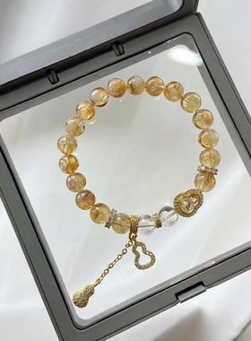 金风玉露黄塔晶原创设计葫芦手串黄水晶天然白水晶女朋友礼物