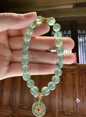 [绿肥红瘦]天然水晶绿草莓晶蜜桃小柿子事事如意手串平安扣手链