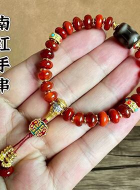 南红手串高货高档珠宝保真天然玛瑙手链女单圈本命年古风饰品