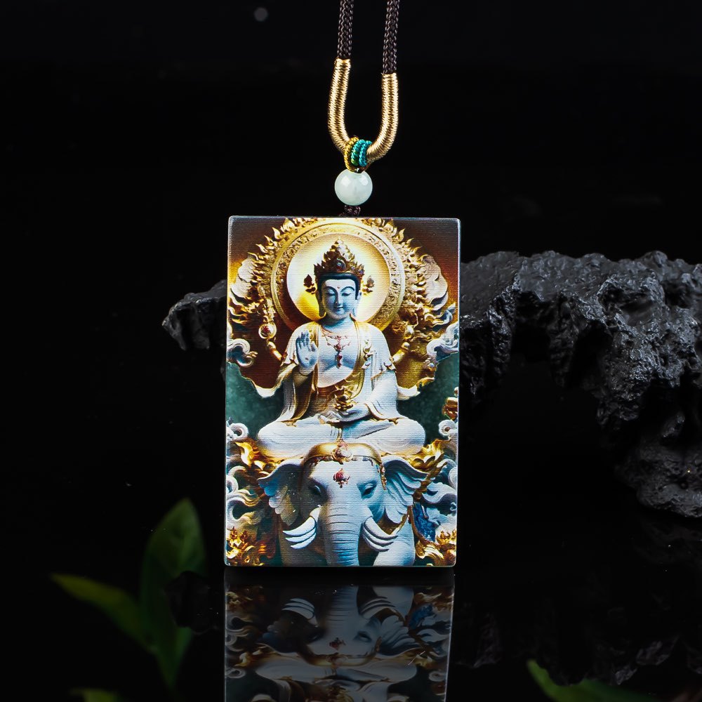 天然翡翠玉石蓝水高冰老料A货普贤菩萨生肖蛇守护神男士玉佩挂件