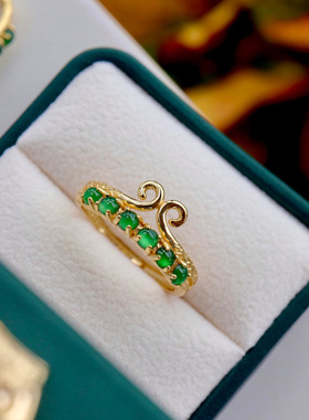 天然黑悟空紧箍戒指A货高冰帝王绿翡翠戒指s925银开口翡翠指环