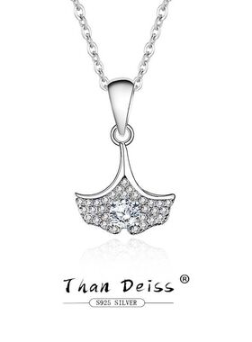 莫桑石钻石项链S925银杏叶裙子莫桑钻项链吊坠送女友闺蜜礼物