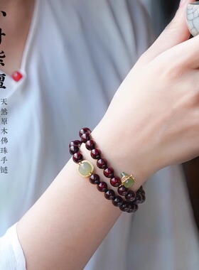 小叶紫檀盘玩佛珠手串和田玉多圈檀香木质手链男女福禄葫芦珠