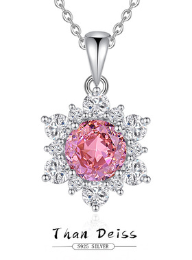 新款原创设计雪花S925纯银项链镶嵌帕帕拉恰高碳钻8A锆石欧美轻奢