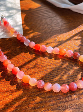 新年款红红火火上好品质天然水润盐源玛瑙项链简约百搭饰品礼物女
