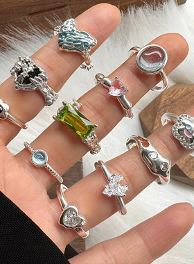 素银戒指不掉色小红书爆款轻奢个性韩国设计师925纯银戒指女