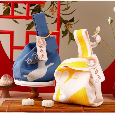 针织手提包中秋伴手礼袋公司礼品袋实用女包上班杂物小拎包便当包