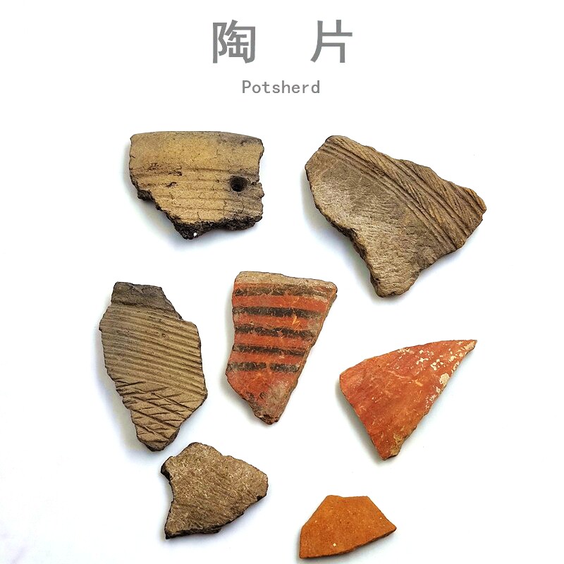 红山陶片夏家店时期天然古陶片古器网状古陶片陶片科普教学标本