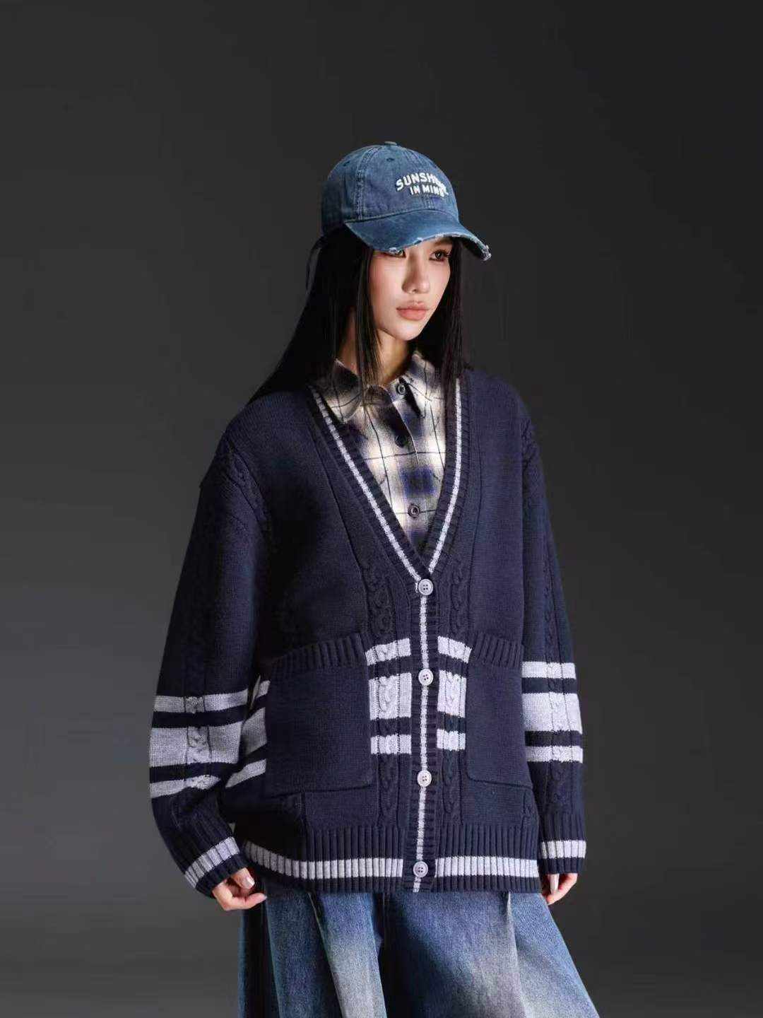拓谷专柜正品2026秋季新款百搭宽松显瘦针织开衫外套女潮Q52922B图片