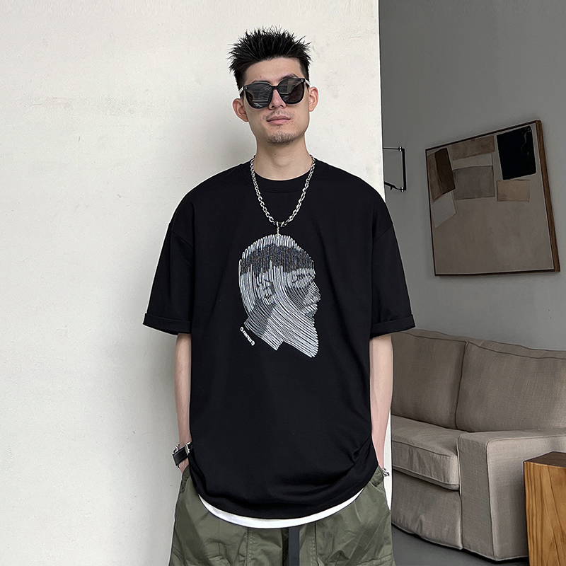 杠叔短袖t恤男夏季潮牌印花宽松
