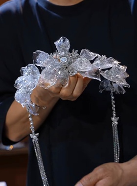 清冷感水凝花流苏发箍韩式主纱婚纱头饰灵动发箍百搭不挑人17709