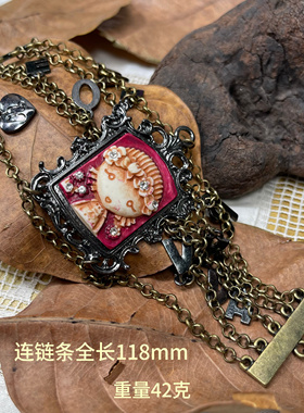 外贸原单品牌打标复古中古款镶钻小女孩古铜链条做旧手链满25包邮