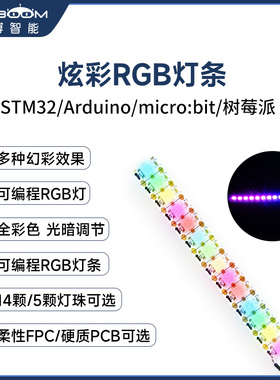 可编程全彩RGB灯条 七彩LED灯带模块级联 三色柔性FPC树莓派STM32