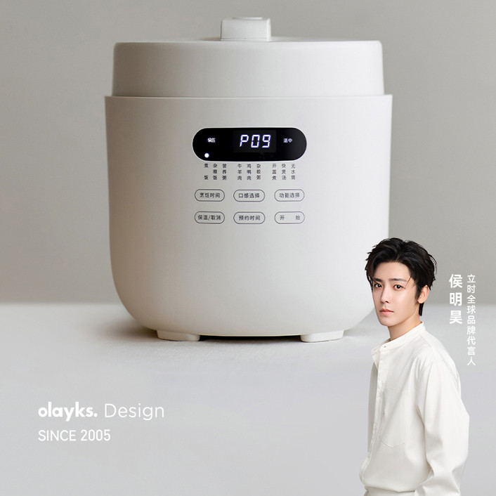 olayks立时畅销日韩0涂层电压力锅家用5L大容量多功能高压锅饭煲