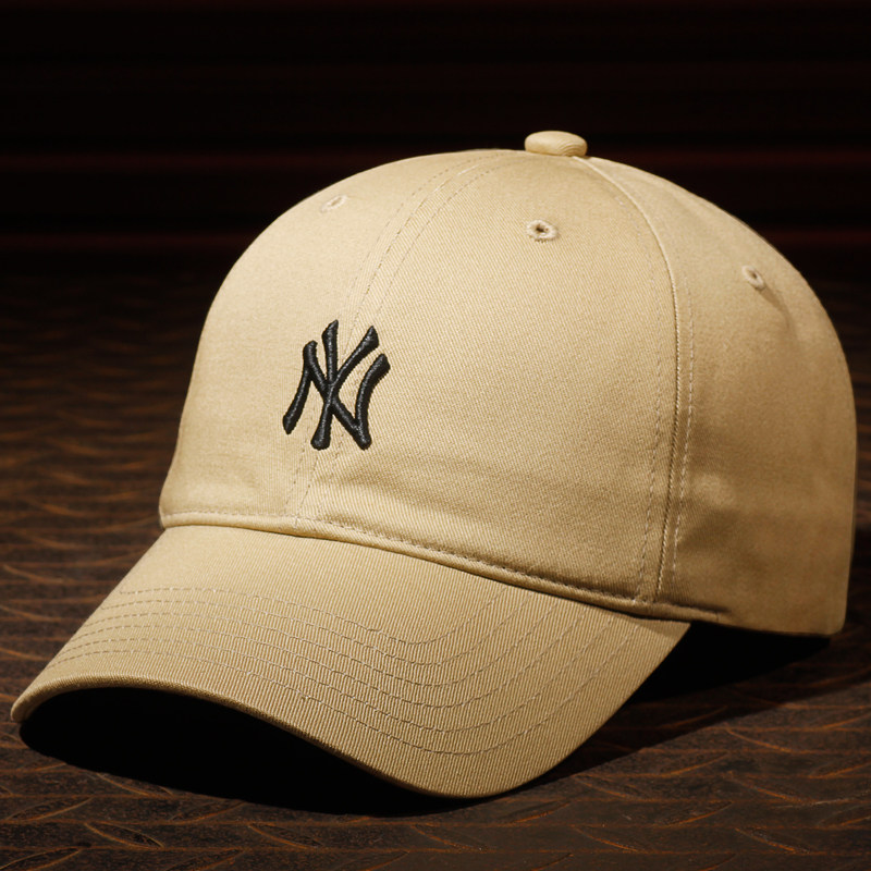 韩国jvuΑmlb帽子卡其色黑标软顶小标ny洋基队棒球帽男女la鸭舌帽