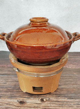 传统土砂锅老式炖锅红色土锅炭炉火锅砂锅打边炉粗陶沙锅瓦煲商用