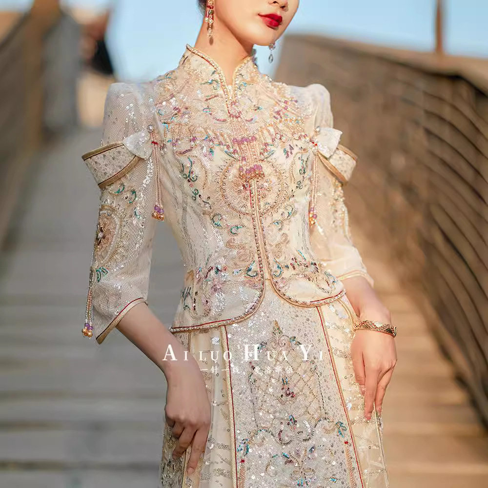 金色秀禾服新娘2025新款夏季敬酒服中式婚服显瘦龙凤褂奢华女高端