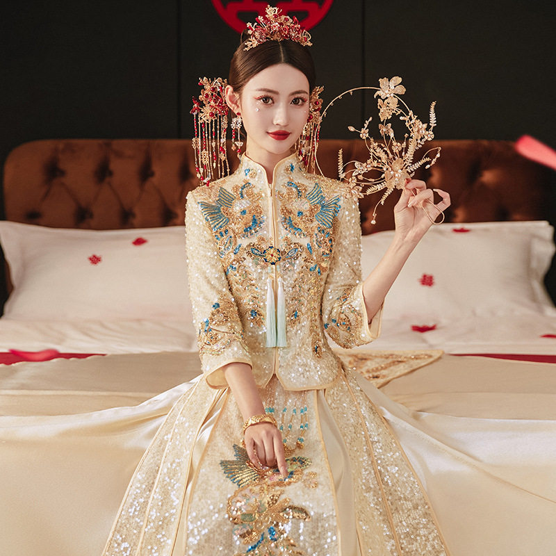 秀禾服2026年新款结婚香槟色优雅中式新娘服夏季秀禾秀和服龙凤褂