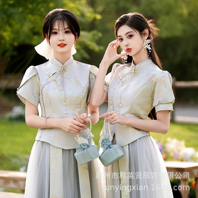 伴娘服中式女2025新款夏季绝美姐妹团婚礼服小众高级感旗袍伴娘服