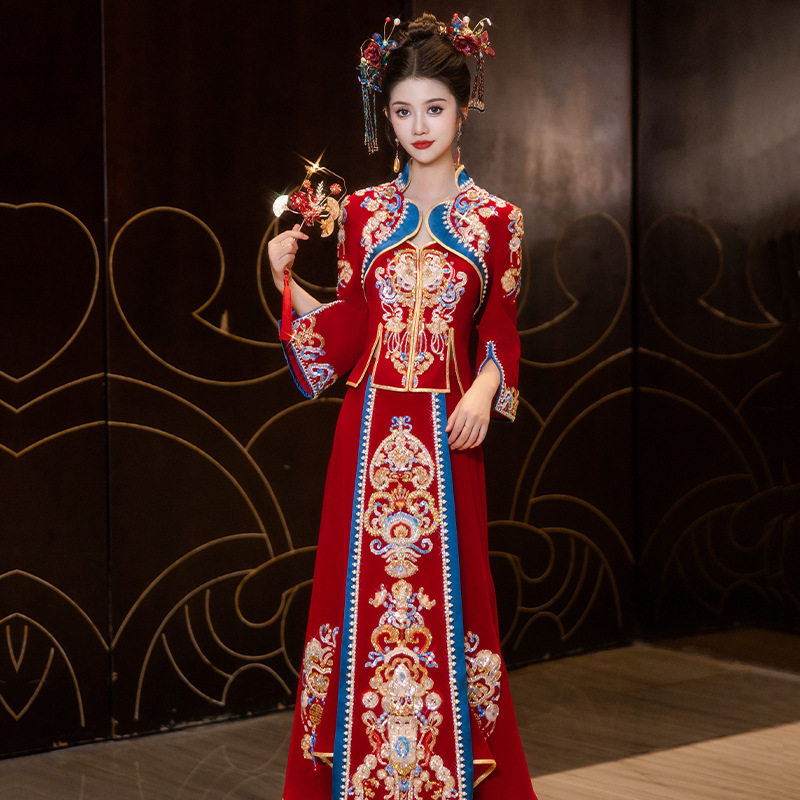 秀禾服婚服2026新款新娘新中式出阁酒红色嫁衣敬酒服小个子女