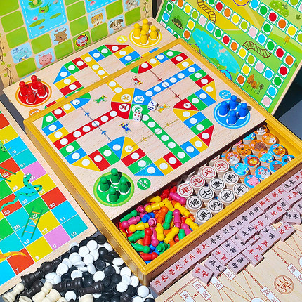 棋类益智玩具8-12岁儿童国际象棋五子棋飞行棋跳棋小学生6-13军旗