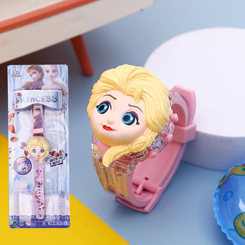 卡通音乐电子手表翻盖发光新款公主男女孩儿童小学生玩具宝宝礼物