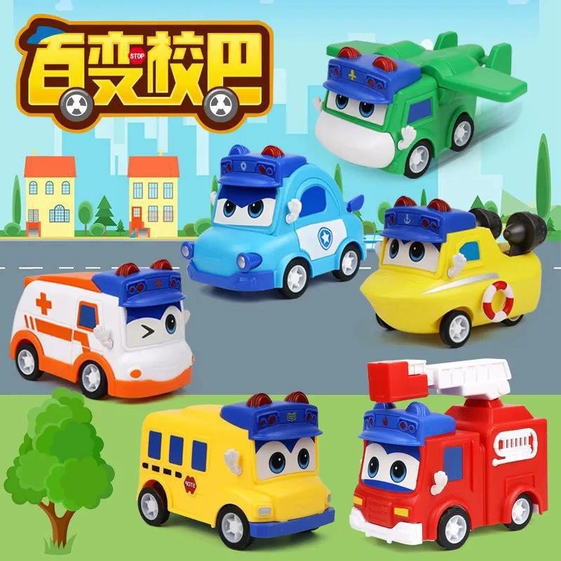 2025新款百变校巴车歌德玩具儿童生日礼物男孩蛋糕烘焙摆件回力车