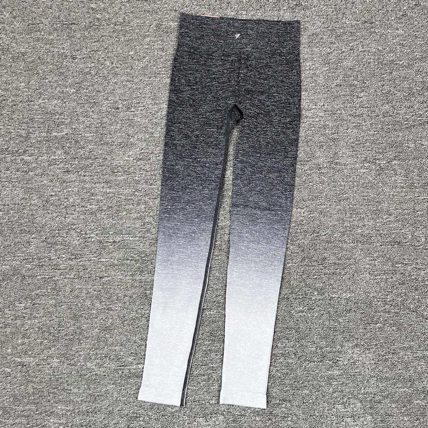 加小码2XS健身裤女黑灰渐变色青少年速干透气显瘦高弹瑜伽九分裤