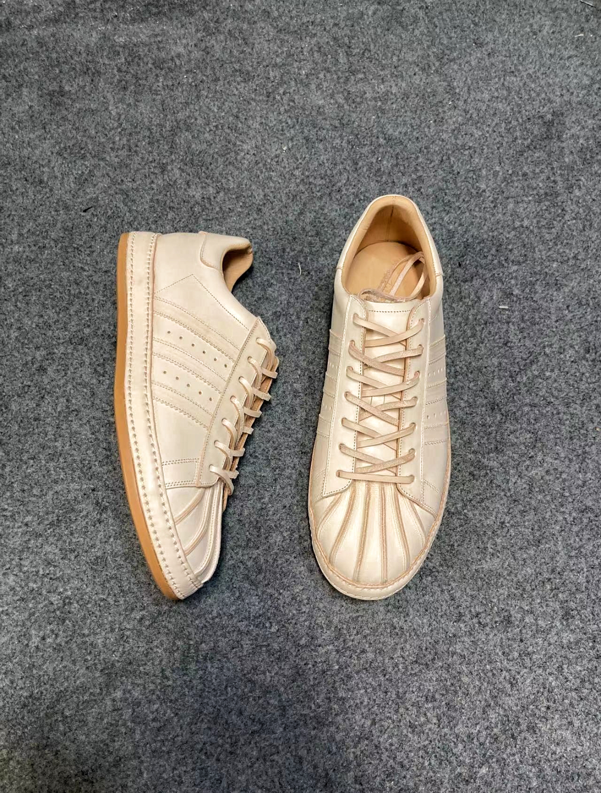 固特异植鞣牛皮贝壳头板鞋男女复古休闲运动小白鞋情侣款款手工鞋