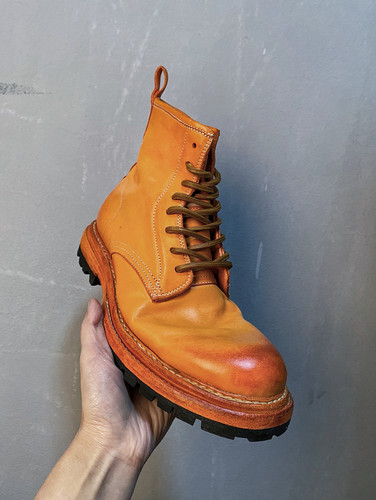 8孔水洗马皮坦克靴固特异男士马丁靴复古高帮工装靴手工鞋真皮底