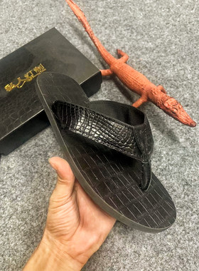 鳄鱼皮人字拖夏季软底凉拖鞋防滑男款海边沙滩鞋子手工鞋舒适高档