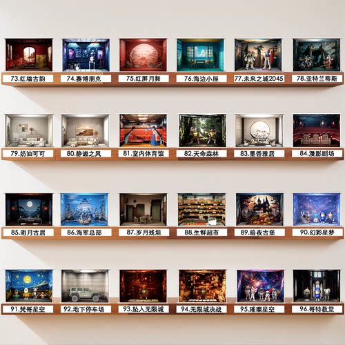 手办动漫模型积木盲盒场景背景纸