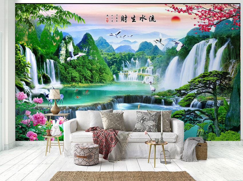 背景墙贴画 自粘贴纸 客厅玄关贴膜 山水风景风水画 流水生财028在类目 家居饰品, 贴饰, 瓷砖/玻璃贴中 - 来自Buy2taobao.com提供专业的淘宝代购服务