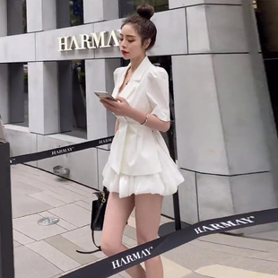 网红时尚 2023夏季 小西服洋气短裙子两件套 新款 裙韩版 显瘦薄款 套装