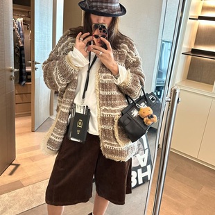 复古灯芯绒直筒中裤 韩国风慵懒随性休闲绒面肌理感咖色黑色 五分裤