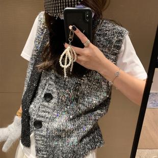 blingbling亮片毛衣马甲韩国风叠穿凹造型乖巧可爱百搭杂灰色黑色