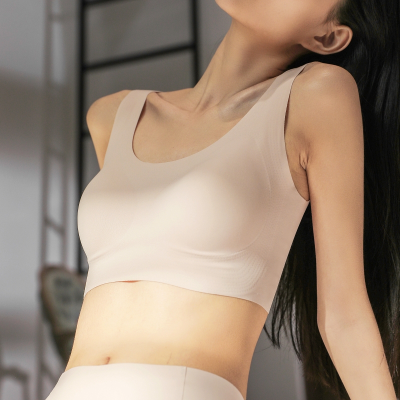 【防走光一片式】薄款无痕乳胶棉文胸 可拆卸无钢圈透气光面内衣