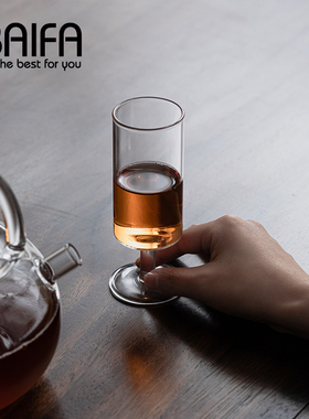 创意茶杯高硼硅玻璃耐热高脚玻璃杯品鉴杯香槟杯透明冷萃绿茶杯