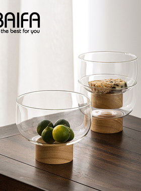 玻璃高脚布丁碗家用客厅茶几糖果零食收纳盒日式简约沙拉碗点心碗